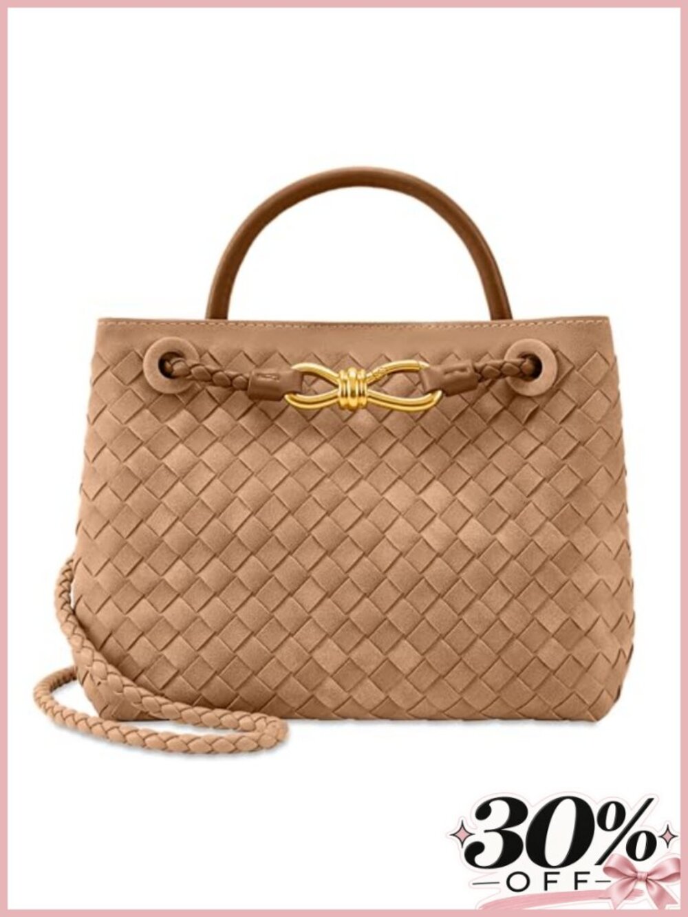 Woven PU Leather Tote Bag Top Handle Shoulder Crossbody Purse